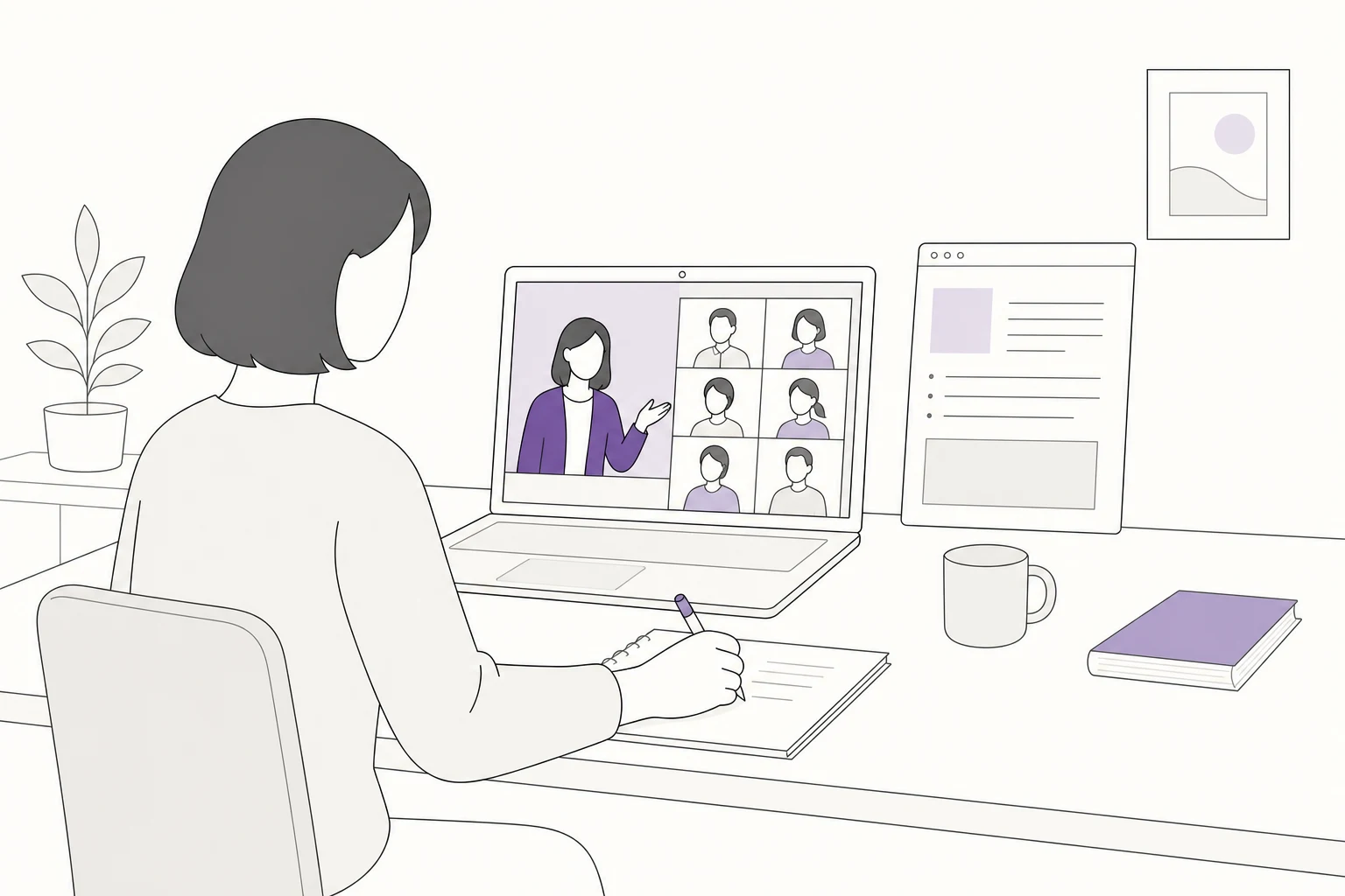 オンラインでつないだ画面越しに講師とやりとりしながら、受講者が自分の業務の資料をAIで作り直している場面